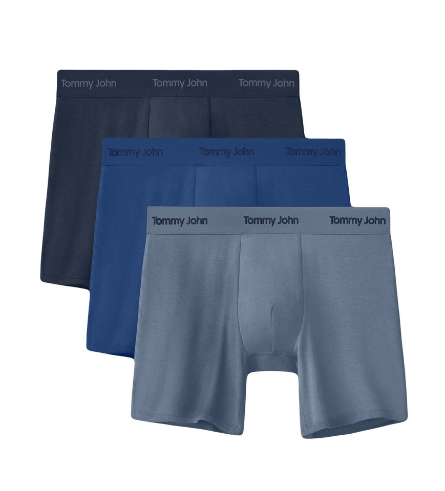 NWT Tommy John.  3 Pk. Second Skin Modal Stretch Boxer Brief.  Blue. MSRP $59.50 - Image 1 of 4