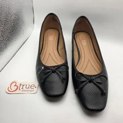 Zapatos b True Baretraps Esmery Ballet Puntera Cuadrada Detalle de Lazo Negros Talla 9M Foto 1 de 4