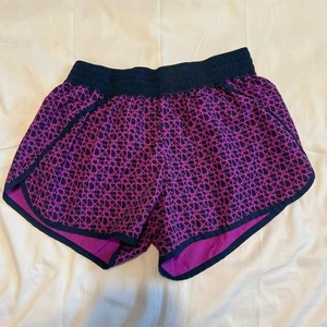 Champion Girls M Running Shorts Purple Geometric Lined Gym Activewear - Picture 1 of 7