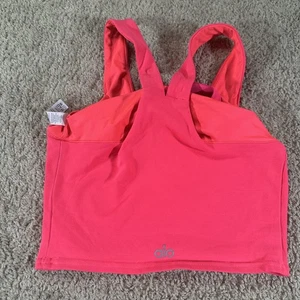 Alo Yoga Sports Bra Womens XS Pink Coral Longline V Neck Crop Tank Athletic - Picture 1 of 8
