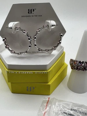 Conjunto de Pendientes y Anillo Bomb Party Original Talla 7 ER73574 y RG87878 Cuarzo Rosa Circonita cúbica Foto 1 de 4