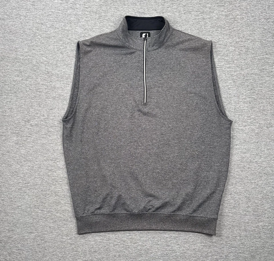 Chaleco FootJoy Para Hombre Talla Grande Gris 1/4 Cremallera Rendimiento Elastizado Golf Exterior LEER Foto 1 de 4