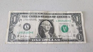 (OCT 14 2015) Birthday/Anniversary Note $1 One Dollar Bill Fancy Serial Number  - Picture 1 of 2