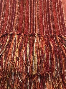 Pier one Chenille throw blanket-pre owned 72 x 53 -Heavy-Beautiful Fall Colors - Picture 1 of 6