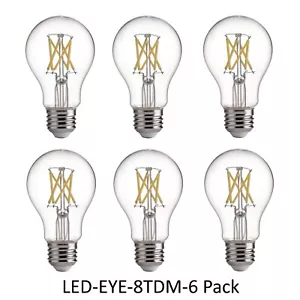 Artiva 8W Dimmable LED Full Spectrum Light Bulb, 75W Equivalent, Clear, Set of 6 - Picture 1 of 2
