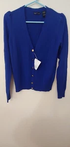 New Moda International cardigan sweater blue  Silk / Cashmere Size M  NWOT - Picture 1 of 11