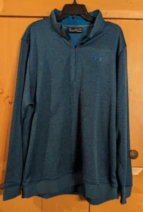 Under Armour Coldgear 1/4 Zip Pullover Shirt Sweater 2XL Loose Fit Blue EUC - Picture 1 of 6