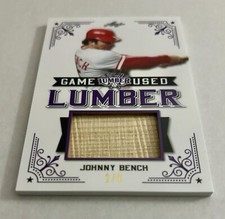 2021 LEAF LUMBER GAME-USED BAT BARREL - JOHNNY BENCH #'d 2/9!