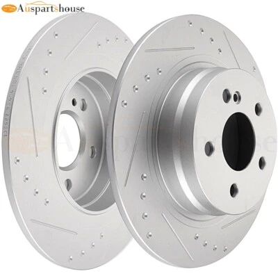 Juego de rotores de freno de discos traseros para Mercedes-Benz C250 C300 2012-15 ranura y sólido Foto 1 de 4