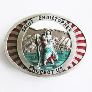 Saint Christopher Christian Metal Belt Buckle - Picture 1 of 1