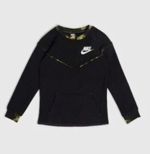 NIKE TECH FLEECE CAMO BLACK SWEATSHIRT 86F288-023 Youth Sz 6 - Picture 1 of 6