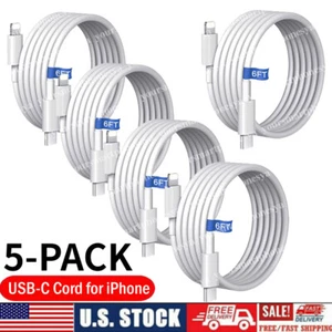 5PACK For iPhone 14 13 12 11 Type-C Fast Charger 20W PD Cable Data Sync Cord 6FT - Picture 1 of 10
