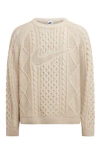 Nike Life Cable Knit Sweater Rattan Cream Beige DQ5176 206 Men's Size S