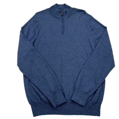 Jos A Bank Traveler Merino Wool Zip Sweater XL Blue Pullover Mens - Image 1 of 4