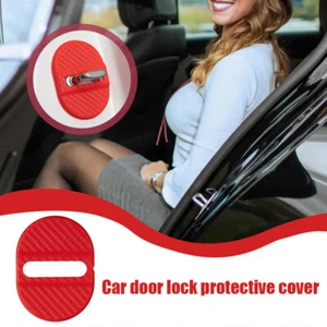 Cubierta protectora de plástico rojo para cerradura de puerta de coche 4 piezas accesorios de cojín antioxidante - Imagen 1 de 5