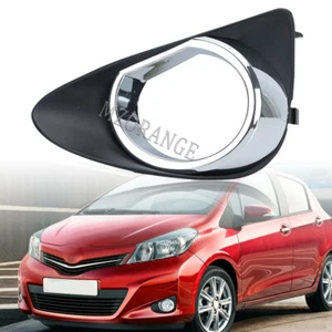 Left Front Fog Light Cover Bezel Black+Chrome Plastic For Toyota Yaris 2012-2014 - Picture 1 of 12