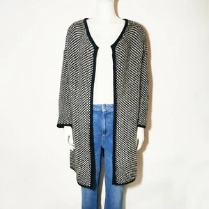 Trenery Women Houndstooth Duster Cardigan Alpaca Mohair Wool Oversize Long XXS S - Picture 1 of 11