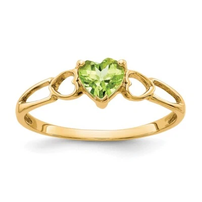Anillo de compromiso de peridoto de oro amarillo de 14k talla 7 Foto 1 de 3