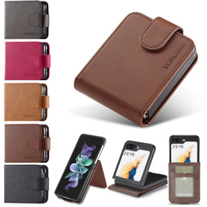 Case For Samsung Galaxy Z Flip5 Flip4 Flip3 Retro Leather Wallet Folding Cover
