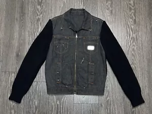 Mens Dolce Gabbana Distressed Wool Denim Hybrid Jacket Bomber Size 52 - Picture 1 of 16