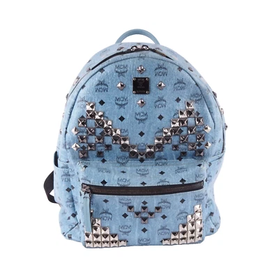 MCM Stark Studded Blau Luxus Designer Herren Rucksack Limitiert Selten OP: 980 € - Bild 1 von 4