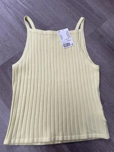 Girls Yellow Strappy H & M Ribbed Vest/Top 10-12 Years- Brand New - Picture 1 of 2
