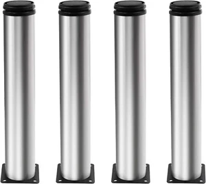 Set Of 4 Stainless Steel Furniture Legs 12 Inch Adjustable Round Cabinet Legs 2" - Picture 1 of 5