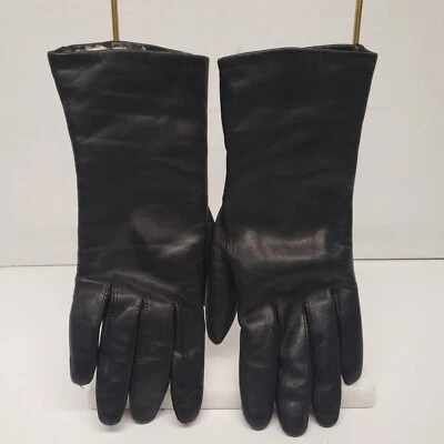 Vintage Marshall Field & Company Fur Lined Leather Gloves Black Womens Size S-M - Image 1 of 4