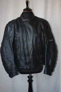 Vtg Ashman black cowhide leather biker cafe racer jacket large 42 motorcycle - Picture 1 of 15