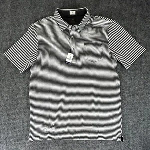 Johnnie-O Polo Shirt Men Size 16 Medium Charcoal White Striped Hangin’Out Nelly - Picture 1 of 15