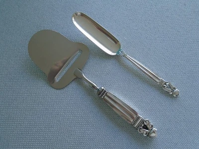 GEORG JENSEN BELLOTA plata esterlina ~ PLANO DE QUESO Y CUCHARA DE QUESO ~ ¡HERMOSO!! Foto 1 de 4