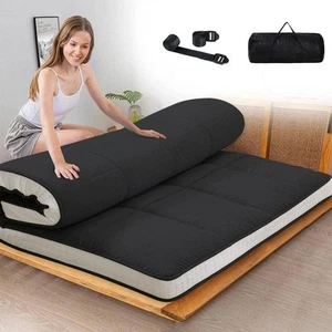 BOZTIY Japanese Floor Mattress 4 in, Polyester Fill Tatami Mat Sleeping Pad Roll - Picture 1 of 8