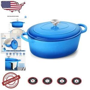 Horno holandés de hierro fundido Health-Conscious 7QT - Elegante diseño azul y antiadherente - Imagen 1 de 9