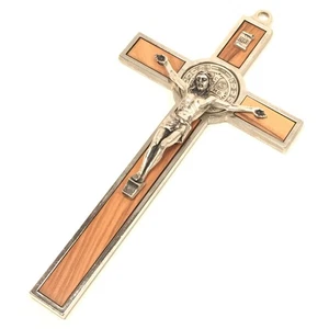 Metal and Wood 7.5" St. Benedict Huge Wall Crucifix - Exorcism - Cross - Italy - Picture 1 of 18