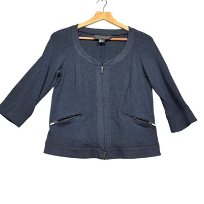 Yansi Fugel Black Scoop Neck Full Zip Cardigan Size Med - Image 1 of 4