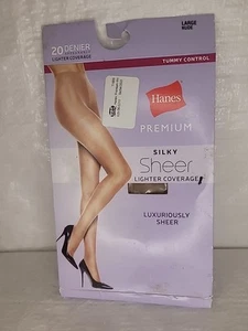 Hanes Premium Strumpfhose nude Gr. Lar Bauchkontrolle seidig transparent leichter Abdeckung - Bild 1 von 2