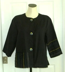 Chaqueta Top Gudrun Sjoden Bordada Lino+Algodón Botones Pintados S M 42B Bolsillo - Imagen 1 de 19