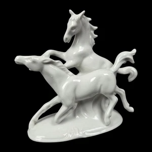 Vintage deutsche Carl Scheidig Grafenthal laufende Pferde Figurengruppe weiß DDR - Bild 1 von 10