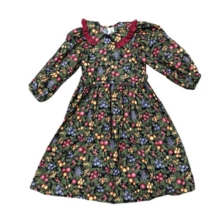 VINTAGE WEE CLANCY PARTY DRESS 100% COTTON Multicolor Ruffles Tie USA GIRLS 12 - Picture 1 of 3