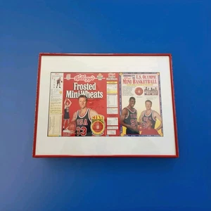 Vintage 1992 USA Olympic Cereal Box Framed Larry Bird David Robertson  - Picture 1 of 4