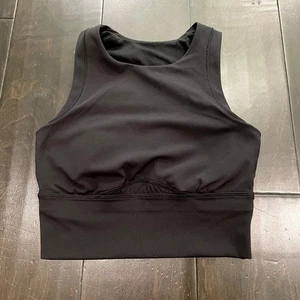 Lululemon Kick Serve Sweat Bra Black Crop Tank Women's Size 4 - Picture 1 of 4
