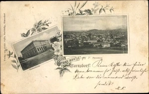 Ak Varnsdorf Warnsdorf Region Aussig, Fachschule, Blick auf den Ort - 10446359 - Picture 1 of 2