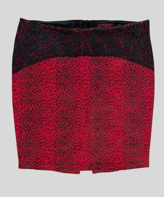 Tripp NYC Red Leopard & Lace Goth Y2K Punk Stretch Pencil Skirt, Hot!!, Size 24 - Image 1 of 4