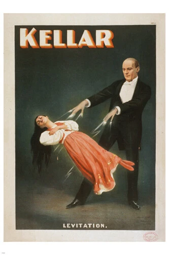 vintage magic poster 20x30 KELLAR LEVITATION 1894 old school MAGICIAN hot - Image 1 of 1