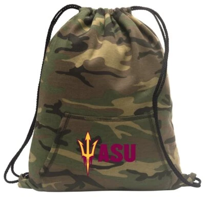 Arizona State Camo Drawstring Backpack ASU Hoody Style Cinch Pack Bag - Image 1 of 3
