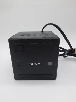 Sony AM/FM Alarm Clock Radio Cube Black Battery Back Up Gradual Wake ICF-C1 - Image 1 of 4