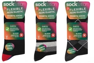3 Paar Pack Herren Diabetiker flexible nicht elastische sanfte Griff Socken UK 6-11 - Bild 1 von 4