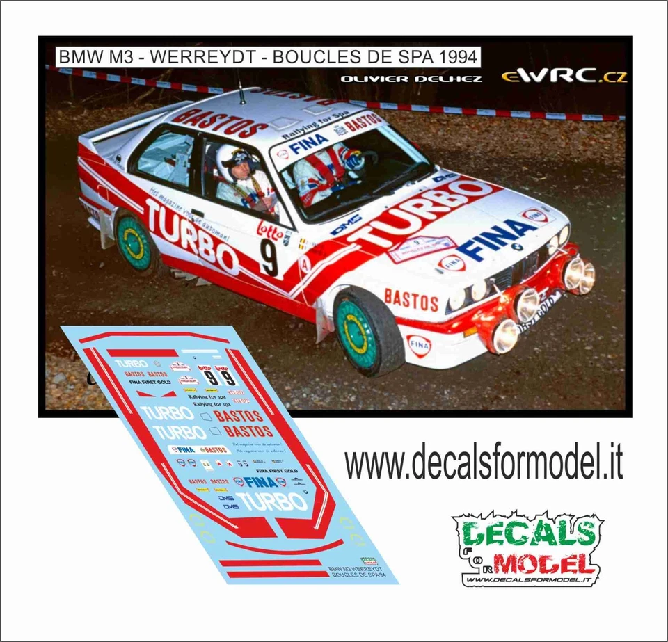 DECALS 1:18 BMW M3 E30 TURBO VERREYDT RALLY BOUCLES DE SPA 1994 - Immagine 1 di 1