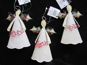 Engel Ornamente Metall ~ Glaube ~ Freue ~ Frieden 3 Stück Weihnachten zartes Herz - Bild 1 von 5