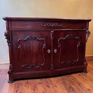 Antique Mahogany Serpentine Sideboard - Picture 1 of 12